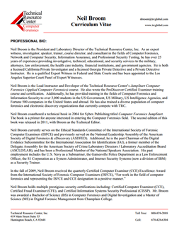 CV for Neil Broom Expert Witness in Computer Forensics Investigations in Boston